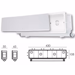 DUAL PLUS Base di raccolta condensa con 2 uscite; Raccordo per attacco tubo Diametro 18/20; Dima in cartone per protezione in ...