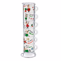 Bialetti L'Omino Italiano, Set, Multicolore, Ceramica, Espresso, 6 pz, Scatola