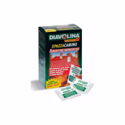 Spazzacamino 5 bustine monodose per la pulizia della canna fumaria. Rimuove con efficacia tutti i residui di sporco e fuliggi ...