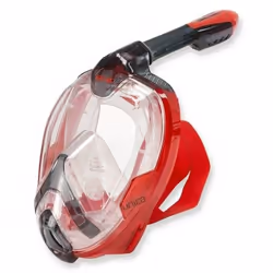 Seat UNICA, Adulto, Maschera facciale intera, Snorkeling, Vetro temperato, Policarbonato, Nero, Rosso