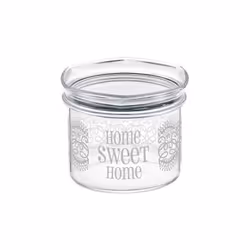 BARATTOLO SWEET HOME Barattolo Sweet Home medio con guarnizione decoro HOME SWEET HOME bianco coperchio trasparente. Barattol ...