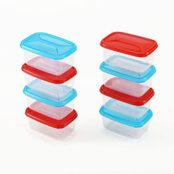 Cosmoplast - 8 mini Scatole Frigo, Freezer, Microonde. 4 Rosse + 4 Blu. Ideali per mono porzioni e pappe. 100% Made in Italy