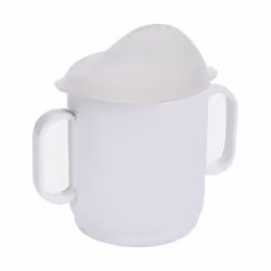 Codice: 3C-CPT180036 Marca: COSMOPLAST. Bicchiere Baby bianco con 2 manici ed il coperchio. Igienico. pratico. sicuro. Materi ...