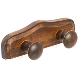 Metaform - Appendino doppio appendiabito 2 ganci in legno stile arte povera mod. Mathilde