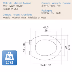 Sedile Wc Copriwater Copriasse Faggio mod. Pegaso