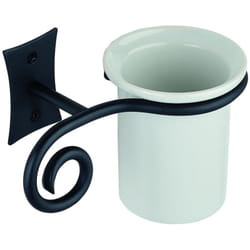 Metaform - Porta spazzolini in acciaio verniciato antracite e ceramica mod. Rebecca