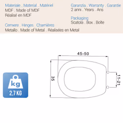 Sedile Wc Copriwater Copriasse Bianco mod. Liuto Fit - Vista aggiuntiva 2