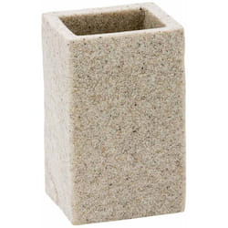 Metaform - Porta spazzolini sabbia da appoggio in poliresina accessori bagno mod. Syl