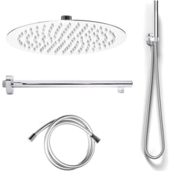 Kit soffione doccino braccio doccia tondo inox 1 getto mod. Slim