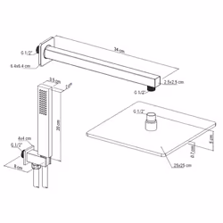 Kit doccia 5pz soffione 25x25 presa acqua braccio doccia flex e doccetta metaform - Vista aggiuntiva 3