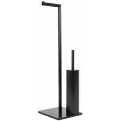 Metaform - Piantana Porta Rotolo e Scopino da Bagno Wc Nero Opaco Zero Black