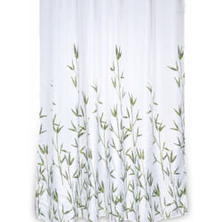 Metaform - Tenda lavabile doccia vasca in poliestere h 200 foglie verdi con ganci mod. Tahiti 180 cm