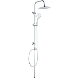Saliscendi Doccia con soffione e doccetta Cromo in Acciaio inox e ottone cromato Mod. Zeus plus - Metaform