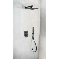 Kit Restyling Doccia Nero Opaco Quadro Braccio Presa Acqua Doccetta e Soffione (N25) - Metaform
