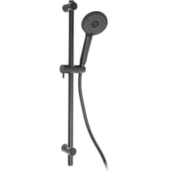 Metaform - Set asta doccia 3 getti doccino nero tondo anticalcare mod. Ermes