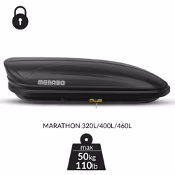 Box Cofano Auto Baule Portatutto da Tetto 320L Menabò Marathon Dark - Vista aggiuntiva 4