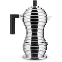 Alessi - Pulcina MDL02/3 b - Caffettiera per Espresso di Design in Fusione d'Alluminio e pa, 3 Tazze, Nero