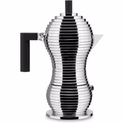 Pulcina è la caffettiera disegnata da Michele De Lucchi per Alessi, nata dalla collaborazione con il centro di ricerca illy p ...