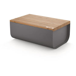 Mattina BG03 dg Cassetta per Pane di Design, in Acciaio Colorato con Resina Epossidica con Tagliere in Legno di Bambù, Grigio Scuro - Alessi