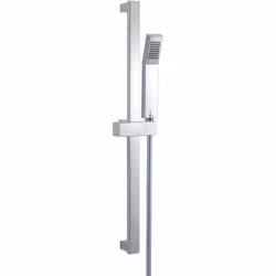 Saliscendi fisso con doccetta 1 getto in ABS cromato, asta saliscendi fissa 65x3x1,5 cm e flessibile in acciaio inox da 150cm ...