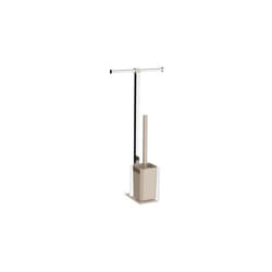 Gedy - Colonnina portarotolo e scopino wc acciaio inox e resine termoplastiche serie Rainbow RA32 Tortora Chiaro Trasparente