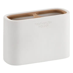 Gedy - Portaspazzolini d' appoggio linea Ninfea in resina e legno colore Bianco Matt