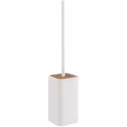 Portascopino d'appoggio in resina e bambu colore bianco con ciuffo in setole linea Ninfea di Gedy Funzionalità, praticità e s ...