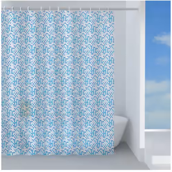 Tenda doccia in peva 100% con anelli. Misura 180 x 200 cm. Fantasia sui toni dell'azzurro.. Acquistalo subito da CFadda e ric ...