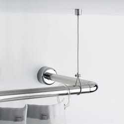 Gedy - cromata, reggitenda Doccia, Misure: 0,5X150X2 cm, Altezza Regolabile Fino 150cm, Cavo Tenda in Acciaio, Supporto a soffitto con Finitura,