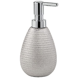 Gedy - Argento, G-Astrid Dosasapone Bagno, Dimensioni 16,6X8,3X8,3 cm Peso 0,226 kg, Dispenser Sapone in Ceramica, Anni di Garanzia 2, Design r&s,
