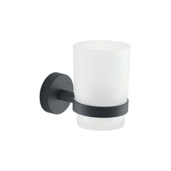 Gedy - Porta spazzolini da parete in acciaio inox e vetro modello eros dim. cm (lxpxh): 6,8x10,7x9,6 - nero opaco