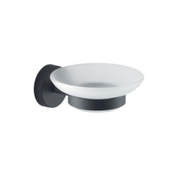 Gedy - Porta sapone da parete in acciaio inox e vetro modello eros dim. cm (lxpxh): 10,8x12,5x5,6 - nero opaco