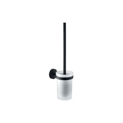 Gedy - Porta scopino wc da parete in acciaio inox e vetro modello eros dim. cm (lxpxh): 8,5x12x36,6 - nero opaco