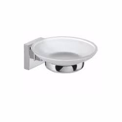 in acciaio inox e cromall, contenitori in vetro satinato. Art. OL11 portasapone