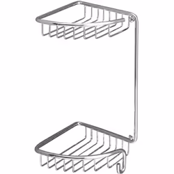 Portaoggetti doccia angolare 2 ripiani cromato. Realizzato in ottone. Dimensioni: h 34,5 x l 17,3 x p 17,3 cm. Peso: 0,794 kg ...