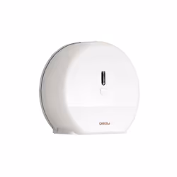 Distributore per rotoli di carta igienica Jumbo Maxi bianco. Realizzato in resine termoplastiche. Dimensioni: h 36 x l 37,5 x ...