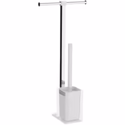 Piantana portarotolo e scopino in acciaio inox e resina colore bianco serie Rainbow di Gedy Funzionalità, praticità e stile s ...