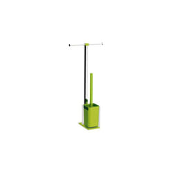 Gedy - Colonnina portarotolo e scopino wc acciaio inox e resine termoplastiche serie Rainbow RA32 Verde Acido Trasparente