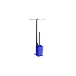 Colonnina portarotolo e scopino WC acciaio inox e resine termoplastiche serie Rainbow Gedy RA32 Blu Trasparente