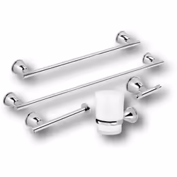 - colore cromato - materiale metallo e vetro - 5 pezzi Set bagno 5Pz Genziana Set fissaggio accessori da bagno, materiale met ...