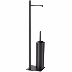 Piantana portarotolo e scopino wc Gedy "Trilly" in acciaio inox nero. La piantana di Gedy "Trilly" combina portarotolo e scop ...