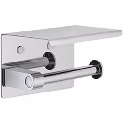 Porta carta igienica con ripiano finitura cromata materiale acciaio inox dimensioni 144 x 96 x 99 mm installazione mediante f ...