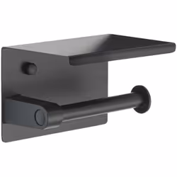 Porta carta igienica con ripiano versione nero opaco materiale acciaio inox dimensioni 144 x 96 x 99 mm installazione mediant ...