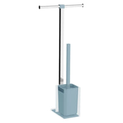 Gedy - Colonnina portarotolo e scopino wc acciaio inox e resine termoplastiche serie Rainbow RA32 Celeste