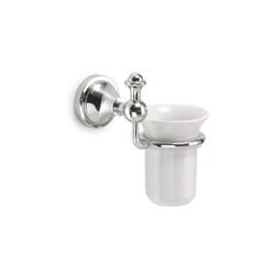 Gedy - Porta spazzolini da parete in acciaio inox e ceramica modello nevis dim. cm (lxpxh): 13,3x10,9x15,9 - cromato