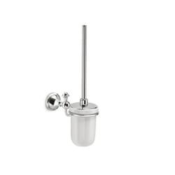 Gedy - Porta scopino wc da parete in acciaio inox e ceramica modello nevis dim. cm (lxpxh): 15,5x11,9x40,2 - cromato