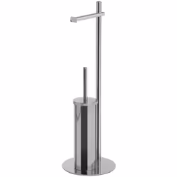 Piantana con portarotolo e scopino WC Circe colore: cromo materiale: acciaio inox dimensioni: 617 x 200 x 200 mm da appoggio