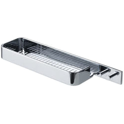 Gedy - Portaoggetti rettangolare per doccia con appendini da muro in ottone, acciaio inox aisi 304 e Cromall A918 serie il giglio Cromato