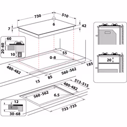 Whirlpool GOWL 758/WH Bianco Da incasso 75 cm Gas 5 Fornello(i) - Vista aggiuntiva 6