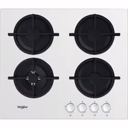 Whirlpool AKT 625/WH, Nero, Bianco, Da incasso, 60 cm, Gas, Di ghisa, 4 Fornello(i)